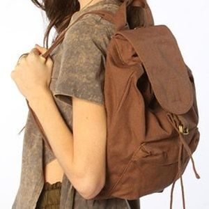 LIKE NEW Baggu Taupe Brown Drawstring Canvas Bag